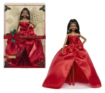 Image de Poupée Barbie Joyeuses Fêtes Brune JJX66, Édition spéciale, Tenue festive raffinée, Collection