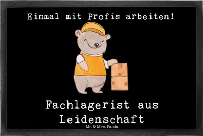 Produktbild von Mr. & Mrs. Panda fußmatte Fachlagerist Leidenschaft 40 x 60 cm - Schwarz - Geschenk, Gummimatte, Ausbildung, Schuhabstreifer, Schmutzmatte, Lagerarbeiter, Türvorleger