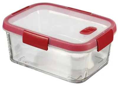 Image de Curver | Boîte de conservation - Boîte à lunch - 1,1 l - transparente et rouge - Boîte de cuisine - Pratique - Boîte de rangement