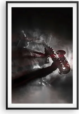 Produktbild von Gerahmtes Poster - Schwarzer Rahmen - Musiker Saxophonist Schwarz - 61x91,5 cm - Wand Bild - Wanddeko - Wandbilder - Wandposter - Bilderrahmen - Bilder - Kunstdruck - Wandbild - P2BPA61x91-4276