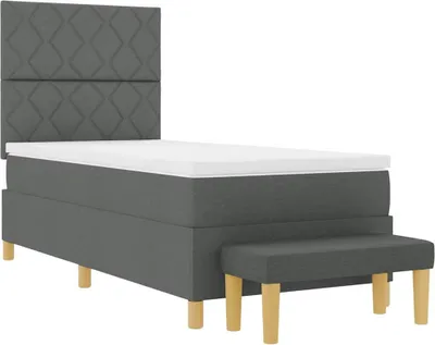 Produktbild von vidaXL Boxspringbett mit Matratze Dunkelgrau 90 x 190 cm Stoff