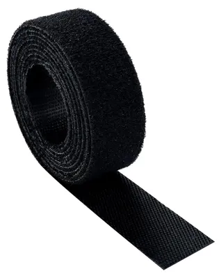 Produktbild von Kabelbinder Klett schwarz | Klettband Kabelbinder | Mit Mikrohaken | Verschiedene Längen + Breiten auf Rolle / 16 mm x 1 m