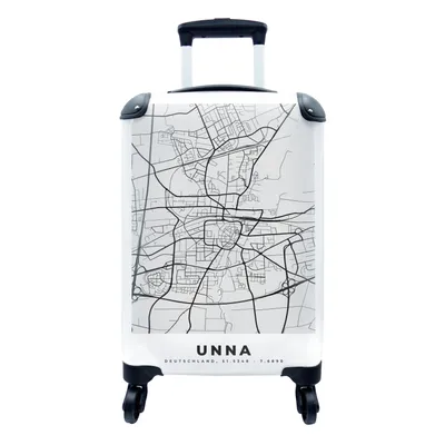 Produktbild von MuchoWow® Koffer Handgepäck Trolley Rollkoffer Kleine Reisekoffer mit 4 Rollen - Karte - Deutschland - Unna- Stadtplan - Cabin Size < 55x40x23 cm & 55x40x20 cm - Fotokoffer - Kabinenkoffer - Boardgepäck - Reise-Box - Reisekoffer - Reisegepäck - Koffer mit Bild - Trolley für Kinder