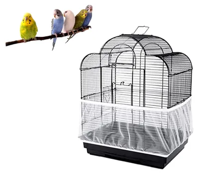 Produktbild von Vogelkäfigabdeckung, Samenfänger für Vogelkäfige, Schutznetz für Käfige, verstellbarer Umfang 88-166 cm, Nylonnetz für runde und quadratische Käfige
