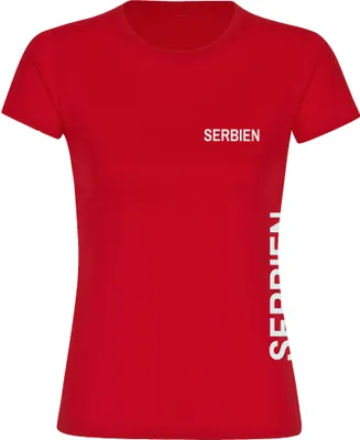 Produktbild von multifanshop Damen T-Shirt - Serbien - Brust & Seite, rot, Größe XL