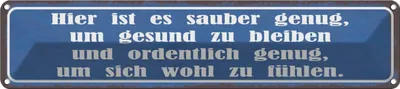 Produktbild von vianmo Blechschild 10x46 cm hier sauebr genug um gesund Spruch Zitat