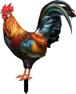 Produktbild von Rooster Decor Realistische lebensechte dekorative doppelseitige Druck Acrylgarten Statue Huhn für Garten-H