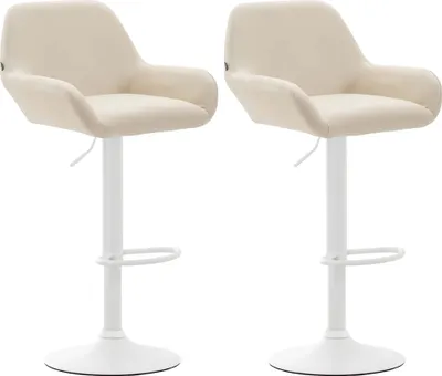 Produktbild von CLP 2er Set Barhocker Braga Kunstleder drehbar und höhenverstellbar creme Gestell Farbe weiß