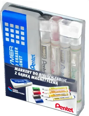 Zdjęcie produktu dla Zestaw 4 markerów z gąbką magnetyczną