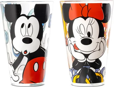 Zdjęcie produktu dla Gilde 2tlg. Set, Trinkglas, "Mickey & Minnie", Glas, mehrfarbig, , 2er Set, H. 12,5 cm, D. 8,5 cm  81301
