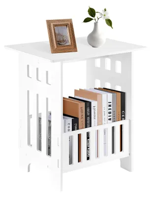 Produktbild von Nachttisch Weiß mit Schublade Beistelltisch Aufbewahrungs-Organizer für Schlafzimmer 32x26x40CM