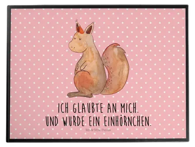 Produktbild von Mr. & Mrs. Panda schreibtischunterlage Einhorn Glauben - Rot Pastell - Geschenk, malunterlage, Einhörner, Eichhorn, Einhörnchen, Unicorn, Eichhörnchen, tischpad