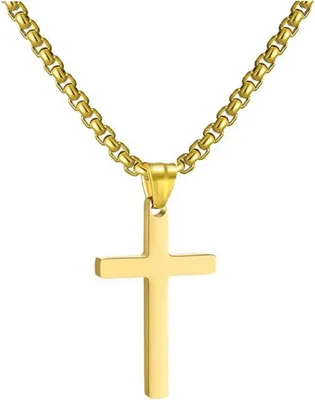 Produktbild von Herren Kreuzkette Edelstahl Gold Silber Schwarz