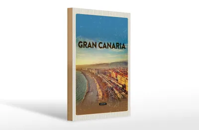 Produktbild von Holzschild Reise 20x30cm Gran Canaria Spain Panoramablick