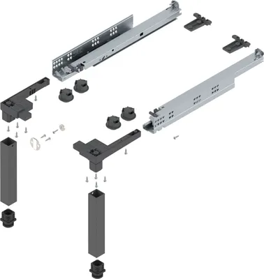 Produktbild von Blum Space-Step Sockelbeschlag Set Tragkraft 150 kg 410mm Kunststoff/Stahl grau