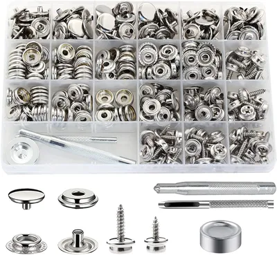 Zdjęcie produktu dla Zestaw 350 metalowych zatrzasków z narzędziem do ich montażu