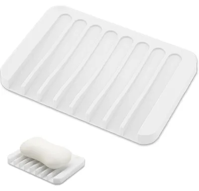 Image de Récipient à savon avec égouttoir, blanc, en silicone, 1 pièce