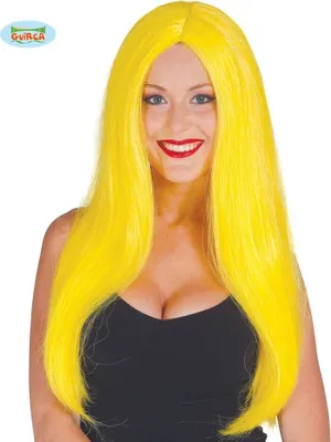 Produktbild von Dämonische Halloween Perücke Lang Rot Fasching Haar Kostüm Party Glamour Effekt Styling, Farbe: Gelb
