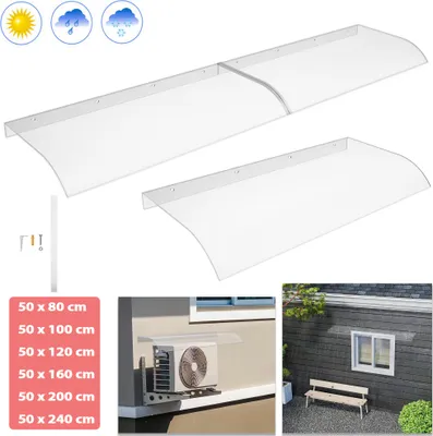 Produktbild von UISEBRT Vordach Haustür 50×240 cm transparent - Eingangsüberdachung aus klarem PET, wetterfest mit UV-Schutz, einfache Montage für Balkon, Fenster oder Terrasse