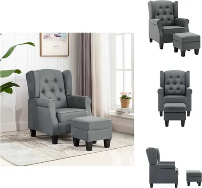Produktbild von vidaXL Sessel mit Fußhocker Hellgrau Stoff -  Sessel
