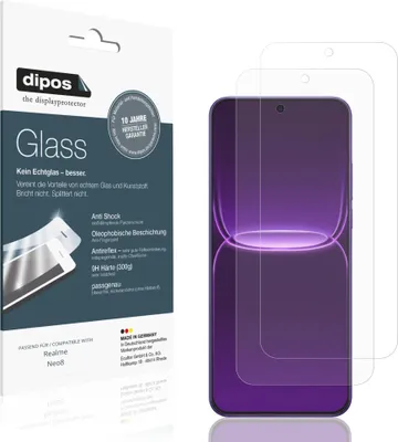 Produktbild von 2x Schutzfolie für Realme Neo8 matt - Anti-Shock 9H Folie dipos Glass Kunststoffglas
