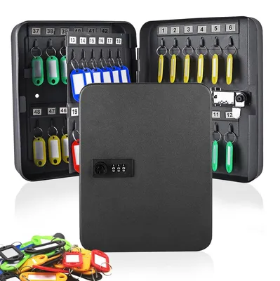Imagen del producto de Omgoods - Caja para llaves de montaje en pared con cerradura de combinación para 48 llaves