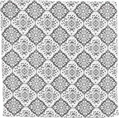 Produktbild von Bandana Tuch - Kariert - Ornamente - weiß-schwarz - quadratisches Kopftuch