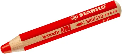 Image de Stabilo - crayon de couleur 880 Woody 3 en 1 rouge | 5 pièces