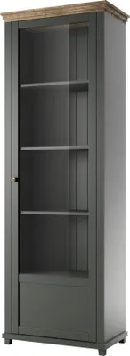 Produktbild von Vitrine Landhaus mit Eiche Lefkas Nb. EPSOM-83 in grün Türanschlag rechts, B/H/T: ca. 71/200/42 cm
