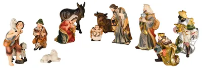Krippenfiguren-Set, 10-teilig, Porzellan/Kunstharz, Weihnachtskrippe