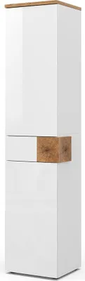 Produktbild von Badschrank Vicco Eden Weiß Hochglanz 40 x 184.2 cm mit 2 Türen und Schublade, Model 40088