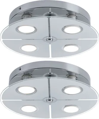 Produktbild von 2er Set LED Deckenleuchte, Chrom, Glas satiniert,  D 30 cm