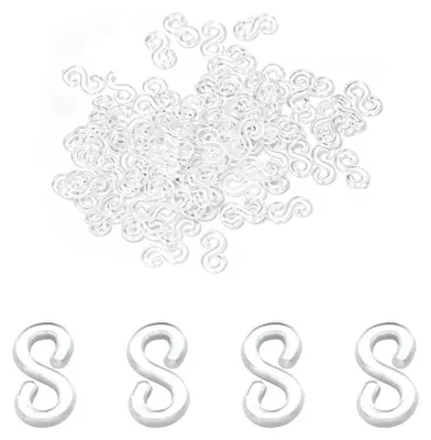 S-Clips für Loom Bands, 1000 Stück, transparent, 11 x 6 x 2 mm