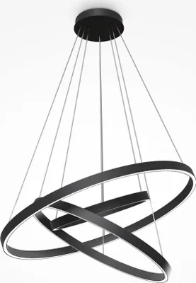 Immagine prodotto di Lampada a sospensione a LED, alluminio nero, anelli regolabili, H 120 cm