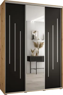 Produktbild von MEBLE KRYSPOL Davos 9 Schrank, drei Türen - 235,2x170x45 cm - Artisan Schwarz Silber