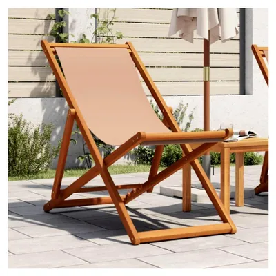 Produktbild von Klappbarer Strandkorb Taupe aus Eukalyptus und Stoff für den Außenbereich