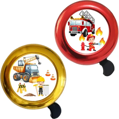 Productafbeelding van Fietsbel kinderen - Brandweer en graafmachine - Set