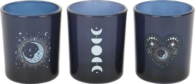 Produktbild von Something Different - Mondphasen Kerzenhalter (3er-Pack) SD10513 (Einheitsgröße) (Blau)
