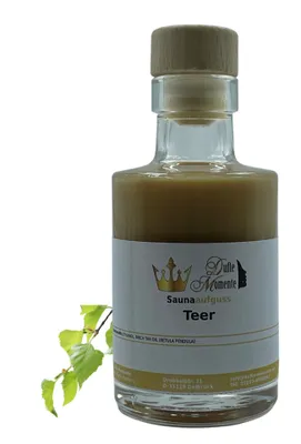 Produktbild von Dufte Momente | Saunaduft Konzentrat (Birken-) Teer 100ml in Glasflasche | naturreine und natürliche ätherische Öle | vegan und ohne Tierversuche