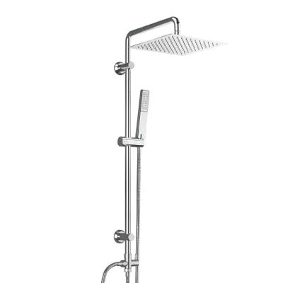 Immagine prodotto di JOHO Colonna Doccia Acciaio Inox Senza Miscelatore Fori Muro Regolabili Set a Pioggia Con Doccetta a Mano in acciaio Inox e Soffione Doccia 20x20cm