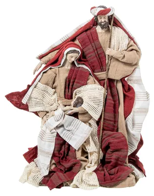 Heilige Familie Figur, Kunstharz, 10x31x23 cm, Weiß/Beige/Rot