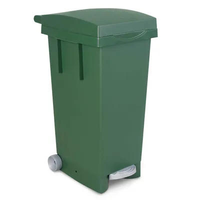 Produktbild von Tretabfallbehälter mit Rollen, BxTxH 370 x 510 x 790 mm, 80 Liter, grün
