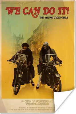 Produktbild von MuchoWow® Poster Motorrad - Oldtimer - Frauen - Zitat 60x90 cm - Wanddekoration