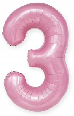 Productafbeelding van Folieballon, cijfer 3, kleur roze pastel, diameter 100 cm