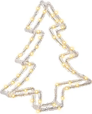 Produktbild von BELIANI Garten LED Weihnachtsbaum Weiß Acyrl 35 x 6 x 29 cm Indoor Outdoor Tannenbaum mit Beleuchtung Stromanschluss Weihnachtsdekoration Weihnachten