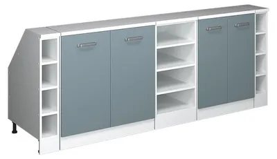 Produktbild von Küchenschrank für Dachschrägen Vicco R-Line Blau-Grau 210 cm 5er Set Schrankkorpuss 60 cm Tiefe, Model 60530
