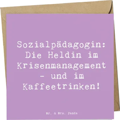 Produktbild von Mr. & Mrs. Panda Glückwunschkarte Spruch Sozialpädagogin - Lavendeltraum - Geschenk, anlasskarte, Beruf, faltkarte, Organisationsgeschick, Konfliktlösung, Erziehung