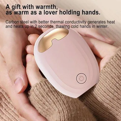 Image de Chauffe-mains double face, mini-chauffe-mains rechargeables par USB avec 2 niveaux de température - Chauffe-mains d'extérieur pour le travail, les études, la maison, les voyages, le camping
