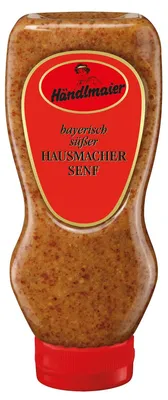 Zdjęcie produktu dla Domowa musztarda Händlmaiers słodka w wyciskanej butelce Vegan 400ml