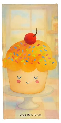 Produktbild von Mr. & Mrs. Panda Strandtuch Cupcake Design - Gelb Pastell - Geschenk, sporthandtuch, Lustige Sprüche, Muffin, Wunder, Handtuch, Cupcakes, Sport, Motivation, Koch